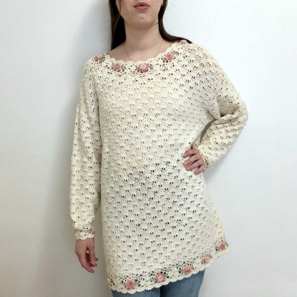 Vintage Cream Floral Sweater - Picture 1 of 7